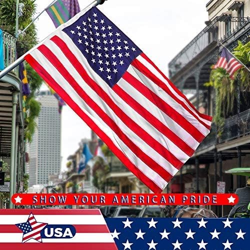 Large 5x8 FT American Flags for Outside,High Wind Durable USA Flag Outdoor, Embroidered Stars,Sewn Stripes,3 solid brass grommets,Heavy Duty Nylon All Weather US Flag