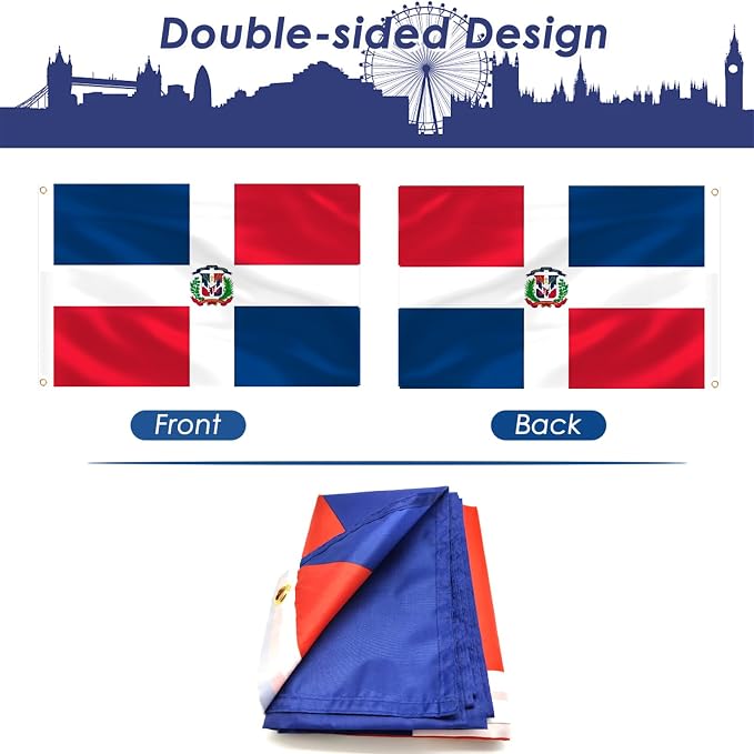 AhfuLife National Flag 3x5 Ft, Large National Flags for Outside - Double Side with Brass Eyelets for Soccer Games National Day Party Bar Garden Decoration Indoor Outdoor(Dominica ,1Pcs)