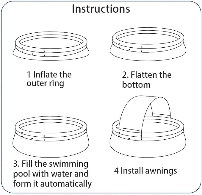 Montary Extra Large 142"x142"x30" Inflatable Swimming Pool with Canopy - Thickened Backyard Summer Pool, Outdoor Blow Up Design with Coil Mesh, Foldable & Portable