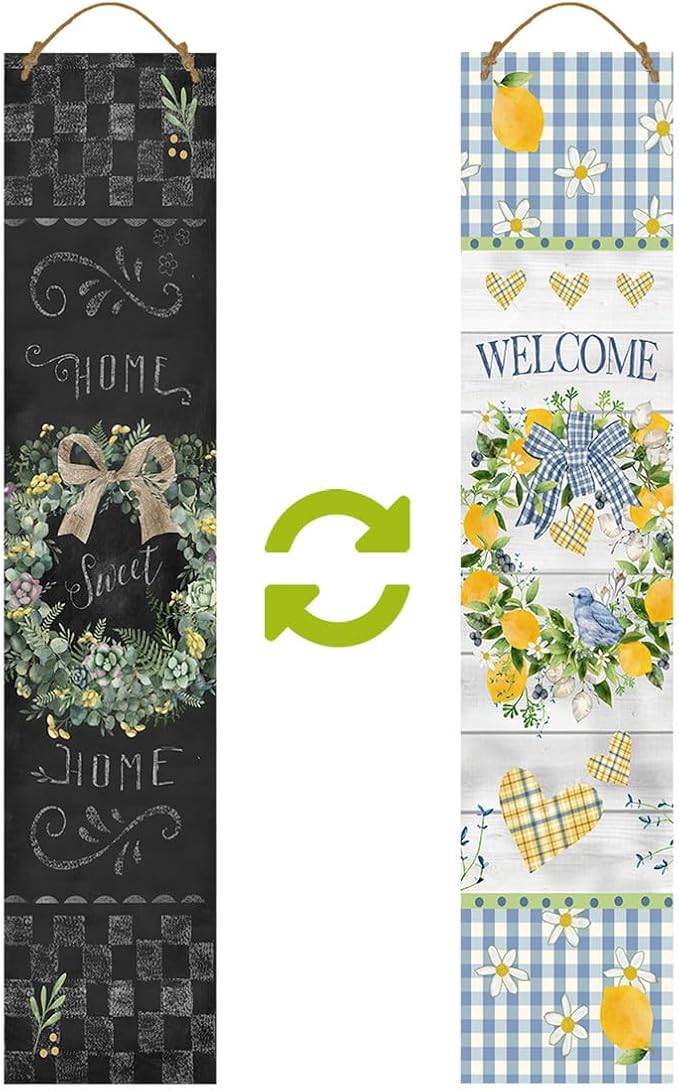 Briarwood Lane Spring Double Sided Reversible Pine Porch Leaner 47x9.5 Welcome Wreaths For Spring Porch Leaner