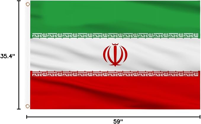 AhfuLife Iran Flag 5ft x 3ft for Party Decorations, 2 Pcs Large Iran Flags Polyester Double Side with Brass Eyelets for World Cup Football National Day Garden Street Indoor Outdoor Decorations