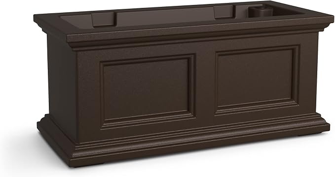 Mayne Fairfield 2ft Window Box, Self Watering Flower Box with Double Wall Design, All Season Fade Resistant Outdoor Window Planter with Steel Mounting Bracket, Espresso