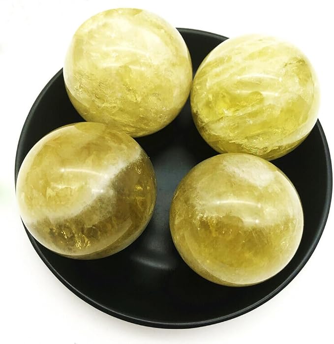 1.6-2 inch Natural Citrine Crystal Ball with Stand, Hand Polished Yellow Quartz Sphere, Reiki Healing Crystal Sphere, Energy Balancing Stone Crafts, Feng Shui Home Desktop Ornament
