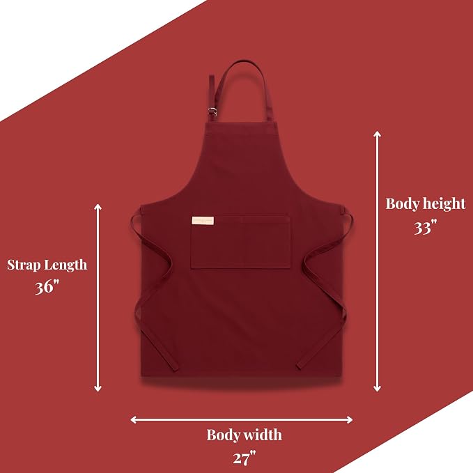 100% Cotton Kitchen Apron with 2 Pockets – Adjustable Chef Apron for Cooking Baking BBQ – Unisex Apron