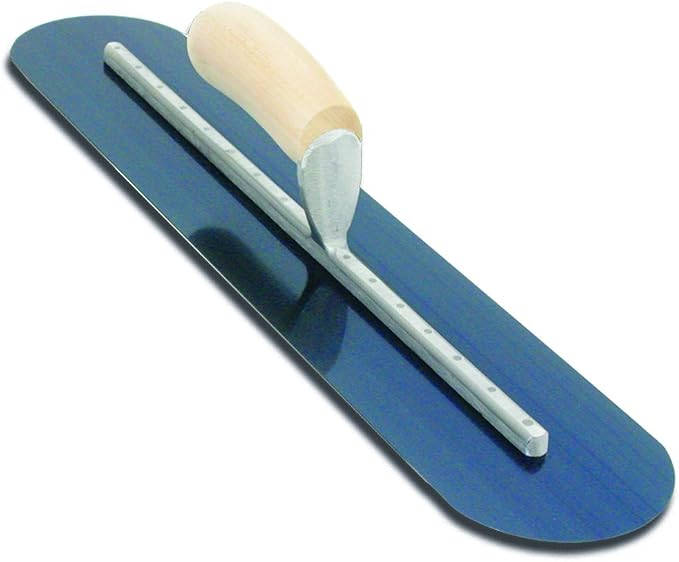 MARSHALLTOWN Fully Rounded Concrete Finishing Trowel, Blue Steel Blade, Wood Handle, 24 x 4, Assembled in USA, MXS244BR