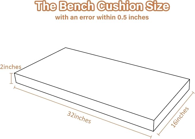 32x16x2 Linen Bench Cushion, Strengthen Breathable Indoor Seat Cushions, High-Density Bench Pad with Anti-Slip Bottom, Indoor Cushion for Bay Window Porch Furniture - Black