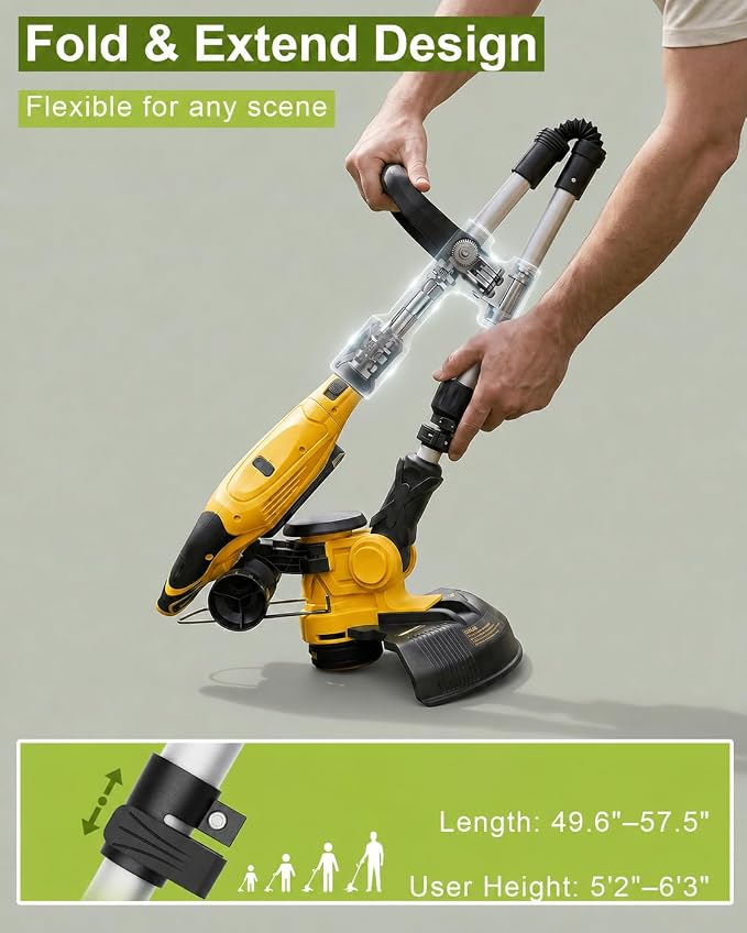 DEGGE Cordless Electric Weed Wacker, 2X 3.0Ah/ 21V/ 12" Battery Powered Weed Eater, 2 in 1 String Trimmer & Lawn Edger with Auto Feed, 650W Motor, 8 Spools for Yard Garden Sideway (Charger Included)