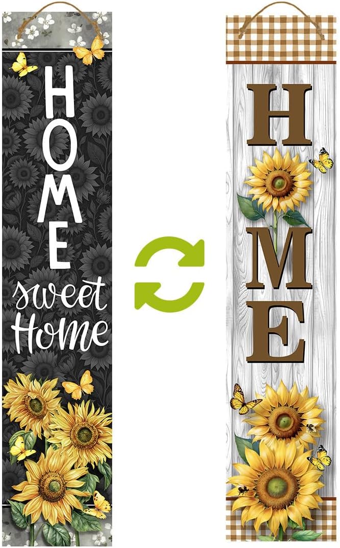 Briarwood Lane Summer Double Sided Reversible Pine Porch Leaner 47x9.5 Elegant Sunflowers For Summer Porch Leaner
