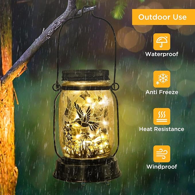 kyoryuger Hummingbird Gifts for Women/Mom/Grandma Hummingbird Solar Lanterns Mom Birthday Bird Lovers Lantern Birds Lights Solar Garden Decoration for Yard, Patio,Porch Torches, Home Decor