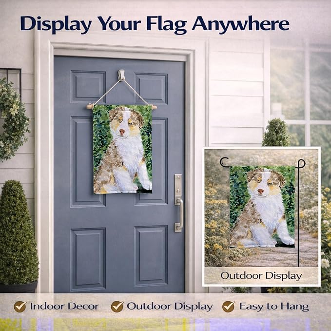 Caroline's Treasures SS8847GF Australian Shepherd Garden Flag Mailbox Flag Decorative Yard Flag Banner Outside Patio Artwork Yard Flower Beds, Garden Size, Multicolor