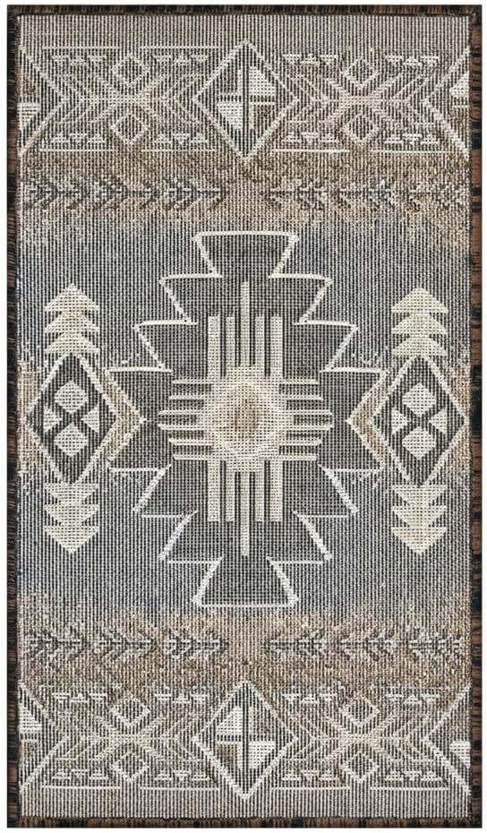 YHSF South West Native American Area Rug C318 - Easy Clean, Thick, Soft, Durable Native Tribal American Indian Inspired Rug for Bedroom/Living Room and More - Black, 16 Inches x 28 Inches
