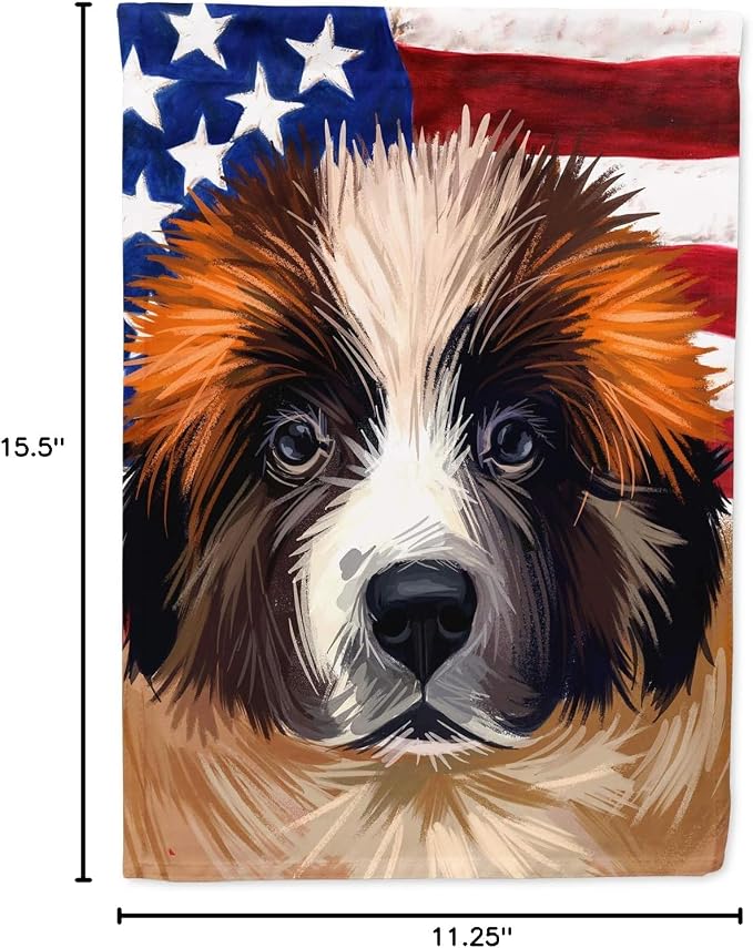 Caroline's Treasures CK6622GF Moscow Watchdog Dog American Flag Garden Flag Mailbox Flag Decorative Yard Flag Banner Outside Patio Artwork Yard Flower Beds, Garden Size, Multicolor