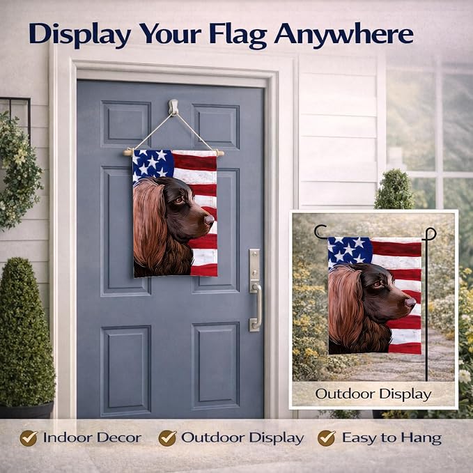 Caroline's Treasures CK6455GF Boykin Spaniel Dog American Flag Garden Flag Mailbox Flag Decorative Yard Flag Banner Outside Patio Artwork Yard Flower Beds, Garden Size, Multicolor