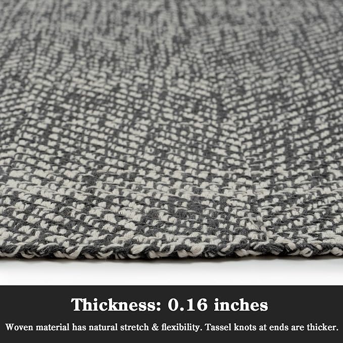 Boho Washable Kitchen Runner Rug, Farmhouse Hallway Rugs | 2.6' x 8' Modern Gray Bathroom Rugs, Hand Woven Low Profile Entry Hall Carpet for Laundry Bedroom Bedside PatioDecor