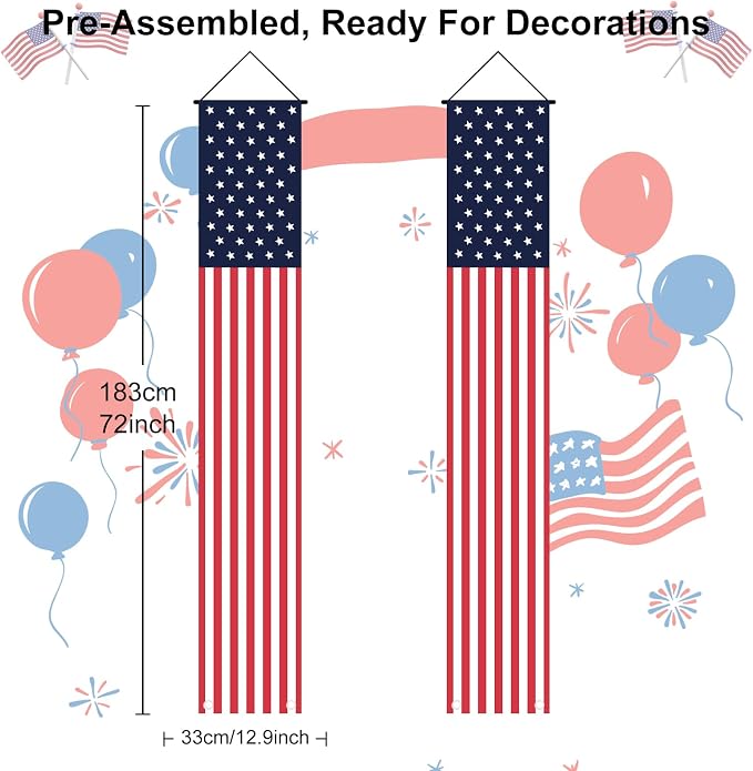4th of July Decorations Hanging Porch Sign Banners Patriotic Decorations for Patriotic Events Memorial Day Flag Independence Veterans Labor Armed Forces Decor Hanging Banner Red White Blue Decorations