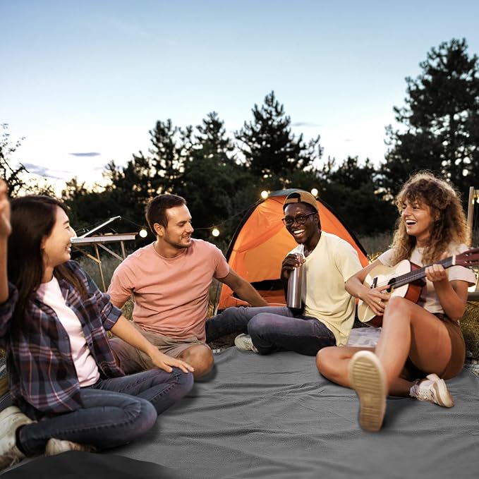 Large Waterproof Outdoor Picnic Blanket 80"x 58" | Windproof Lightweight Stadium Blanket, Packable, Stay Dry and Comfortable for Camping, Sports, Travel - Grey