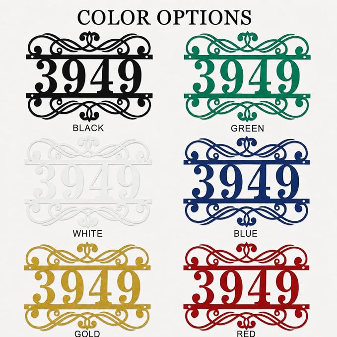Personalized Metal House Number Sign Custom Address Plaque Modern House Numbers Outdoor Wall Mounted Address Sign Decorative Home Entry Porch Farmhouse Curb Appeal Gift for New Home