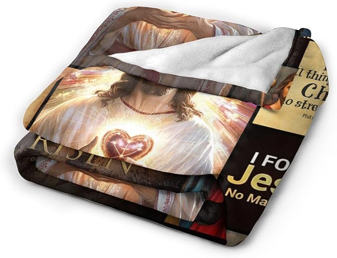 Jesus Throw Blanket Cozy Plush Christian Religious Gifts Blankets Flannel Fleece Lightweight Fuzzy Blanket for Girls Women Men Boys 80"X60"