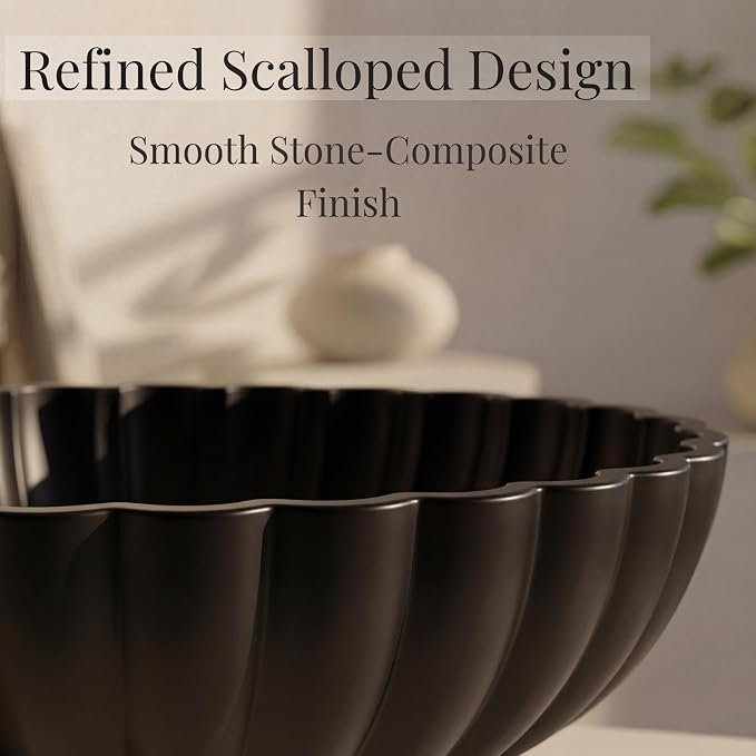 Key Bowl - Black Fruit Bowl and Decorative Ceramic Bowl for Entryway Decor - Large 12 Inch Stone Fruit Bowl for Keys and Entryway Table - Modern Home Decor Centerpiece - Charcoal Black