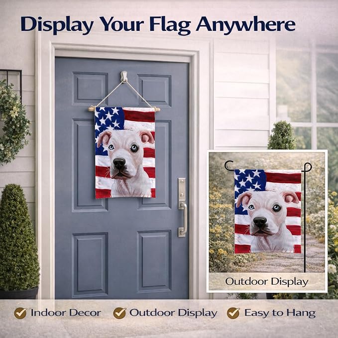 Caroline's Treasures CK6555GF Guatemalan Dogo Dog American Flag Garden Flag Mailbox Flag Decorative Yard Flag Banner Outside Patio Artwork Yard Flower Beds, Garden Size, Multicolor