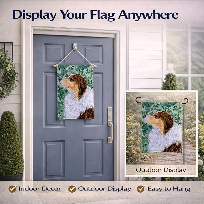 Caroline's Treasures SS8738GF Australian Shepherd Garden Flag Mailbox Flag Decorative Yard Flag Banner Outside Patio Artwork Yard Flower Beds, Garden Size, Multicolor
