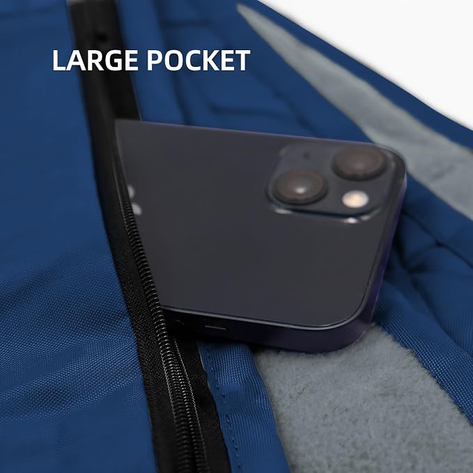 Large Waterproof Outdoor Blanket Thick Fleece 80" x 58" | Windproof Stadium Blanket, Wearable Poncho, Machine Washable for Camping, Car, Pet, Picnics - Dark blue