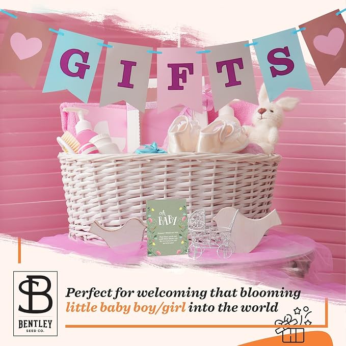 BENTLEY SEED CO. Oh Baby Seed Packets|Girl or Boy Baby Shower Favors for Guests | 25 Wildflower Seed Packets | Pre-Filled | Bouquet Wildflower Mix | Non-GMO Seeds | Gender Neutral | Eco-Friendly Gift