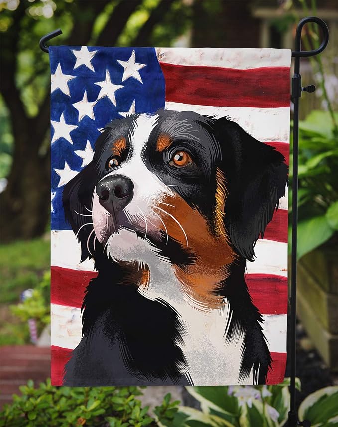 Caroline's Treasures CK6405GF Appenzeller Sennenhund American Flag Garden Flag Mailbox Flag Decorative Yard Flag Banner Outside Patio Artwork Yard Flower Beds, Garden Size, Multicolor