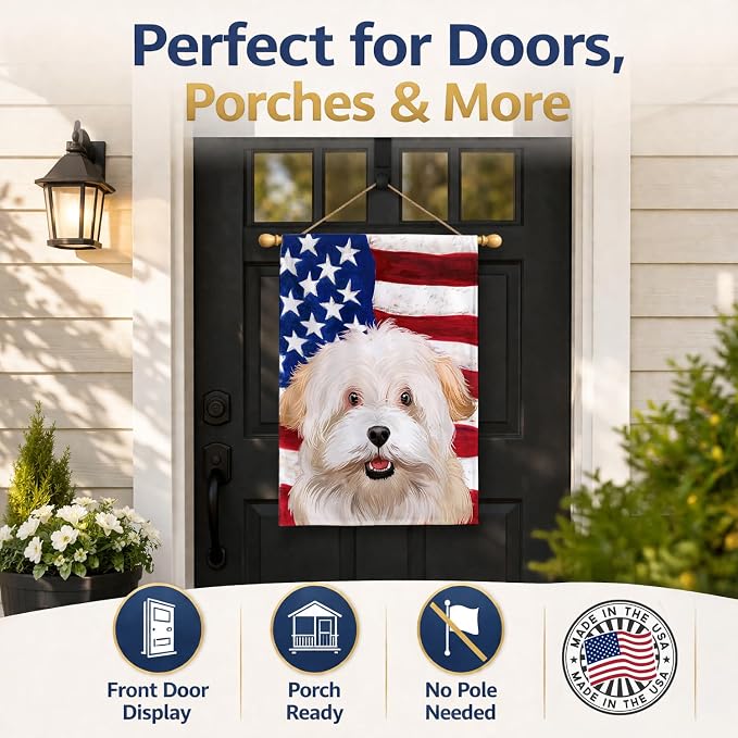 Caroline's Treasures CK6394CHF Alpine Spaniel American Flag House Flag Large Porch Sleeve Pole Decorative Outside Yard Banner Artwork Wall Hanging, Polyester, House Size, Multicolor