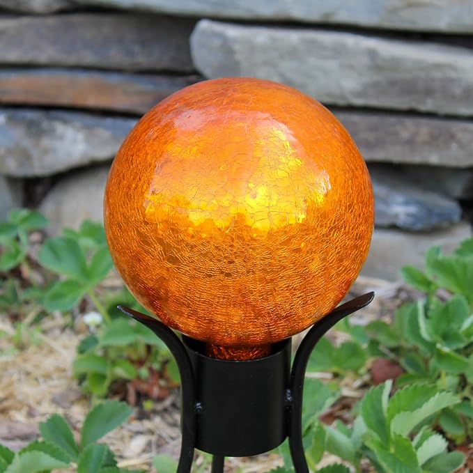 Achla Designs 6-Inch Crackle Gazing Globe Ball, Mandarin