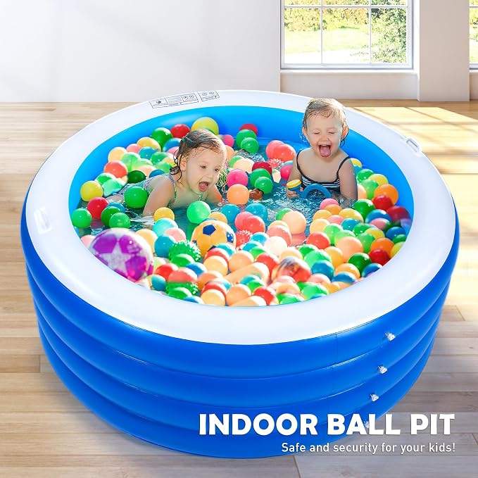 Blow Up Pool, 72" X 30" Round Inflatable Swimming Pool, Kids Pool Inflatable, Kiddie Baby Swimming Pool for Backyard