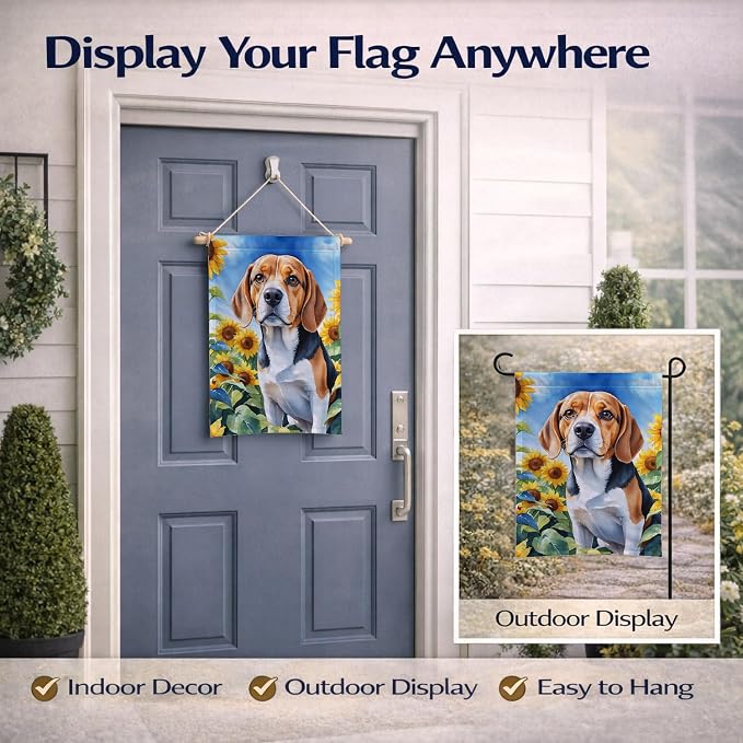 Caroline's Treasures DAC6019GF Beagle in Sunflowers Garden Flag Mailbox Flag Decorative Yard Flag Banner Outside Patio Artwork Yard Flower Beds, Garden Size, Multicolor