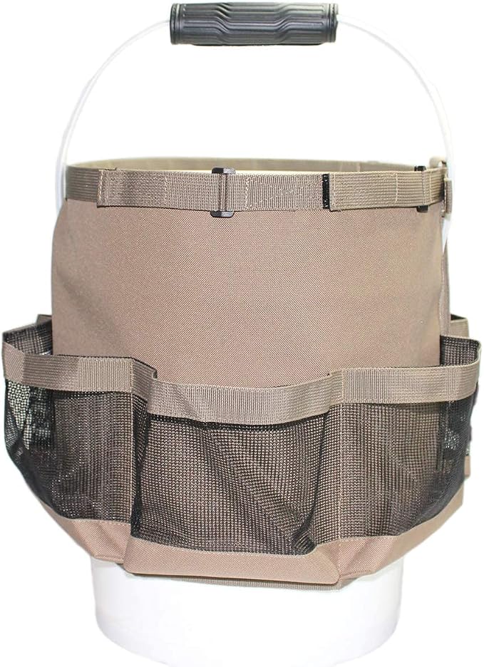 MELOTOUGH Wash Tool Organizer for 5 Gallon Bucket, Cleaning Bucket Organizer Water-Resistant Mesh Pockets for Clean Supplier,Car Wash Supplier,Soap and Towel Holder Ring Included
