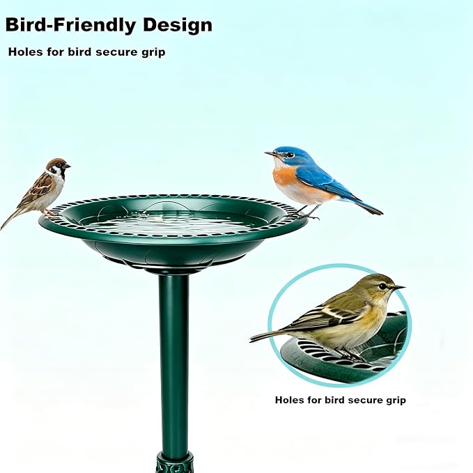 Outdoor Antique Bird Bath Polyresin Lightweight Garden Birdbath for Outside Weather-Resistant Bird Baths(Green)