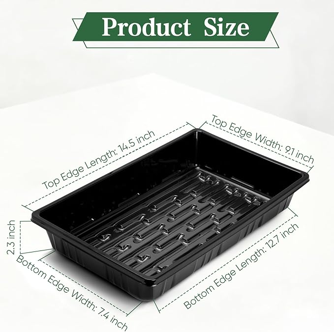 Sckee Upgraded 20 Pack Plant Growing Trays Seed Starting Tray Microgreens Growing Trays Seedling Plant Germination Starter Tray Transplant Fodder Flats, No Holes, No Leakage, Reusable (1015)