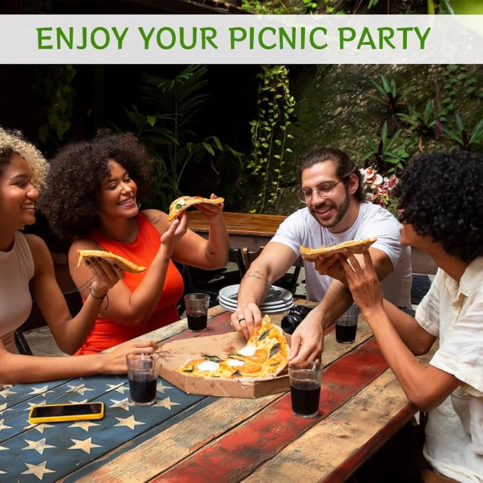 American Flag Picnic Table Cover with Bench Covers and Carrying Bag, Wooden Planks Texture Rectangle Table Cover, Outdoor Patio Camping Essentials 6FT 4PCS, Camping Fitted Tablecloth