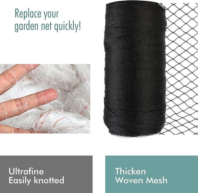 Bird Netting for Garden, Fetanten 7.5 x 33 FT Netting for Garden Protection Vegetables Fruit Trees Blueberry from Birds Deer Poultry, Heavy Duty Woven Mesh Net Animal Fencing with Ties and Staples