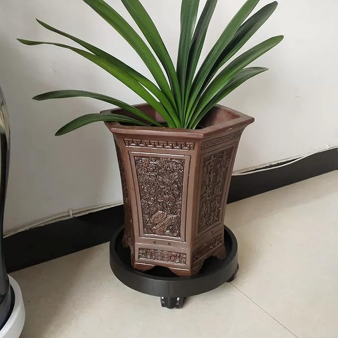 2 Pack of 14 Inch Heavy Duty Plant Caddy with Wheels,Rolling Plant Stand Pot Trolley,Wheeled Planter Saucer Tray,Potted Flower Mover Dolly with Casters Round Coaster for Indoor Outdoor