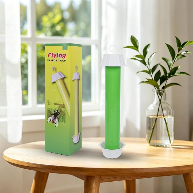 Fly Stick Sticky Fly Traps for Indoors Outdoor 12pk, Sticky Hanging Fly Stick, Flying Insect Trap, wasp Trap (Green 12PCS)