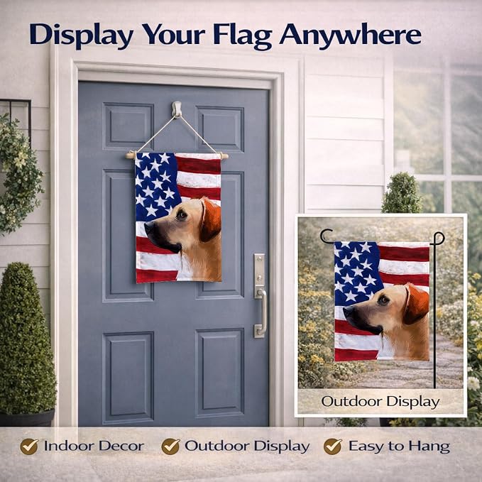 Caroline's Treasures CK6436GF Black Mouth Cur Dog American Flag Garden Flag Mailbox Flag Decorative Yard Flag Banner Outside Patio Artwork Yard Flower Beds, Garden Size, Multicolor