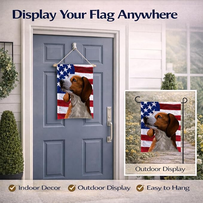 Caroline's Treasures CK6397GF American English Coonhound American Flag Garden Flag Mailbox Flag Decorative Yard Flag Banner Outside Patio Artwork Yard Flower Beds, Garden Size, Multicolor