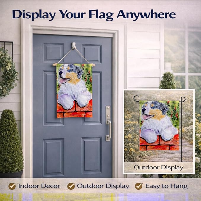 Caroline's Treasures SS8849GF Australian Shepherd Garden Flag Mailbox Flag Decorative Yard Flag Banner Outside Patio Artwork Yard Flower Beds, Garden Size, Multicolor