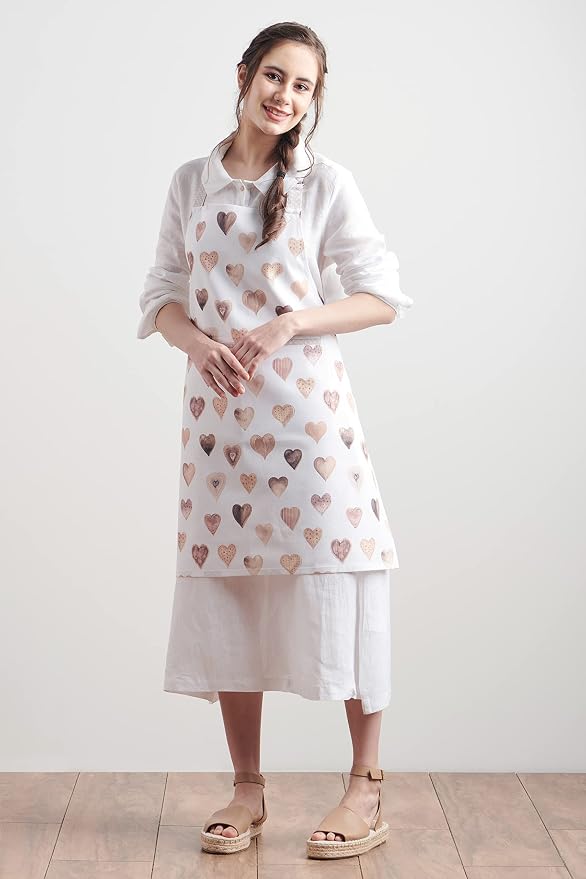 Maison d' Hermine Aprons for women with Pocket 100% Cotton (27.50"x31.50") | Adjustable Neck Strap & long ties Apron Men Chef Wedding Cooking Gardening Server Maid