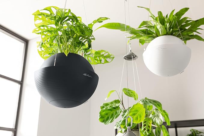 Lechuza BOLA Color 32 White, Self-Watering Hanging Planter, D12.6 H9.8 in