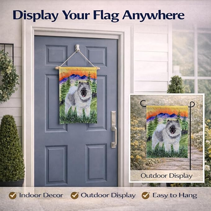 Caroline's Treasures SS8192GF Keeshond Garden Flag Mailbox Flag Decorative Yard Flag Banner Outside Patio Artwork Yard Flower Beds, Garden Size, Multicolor