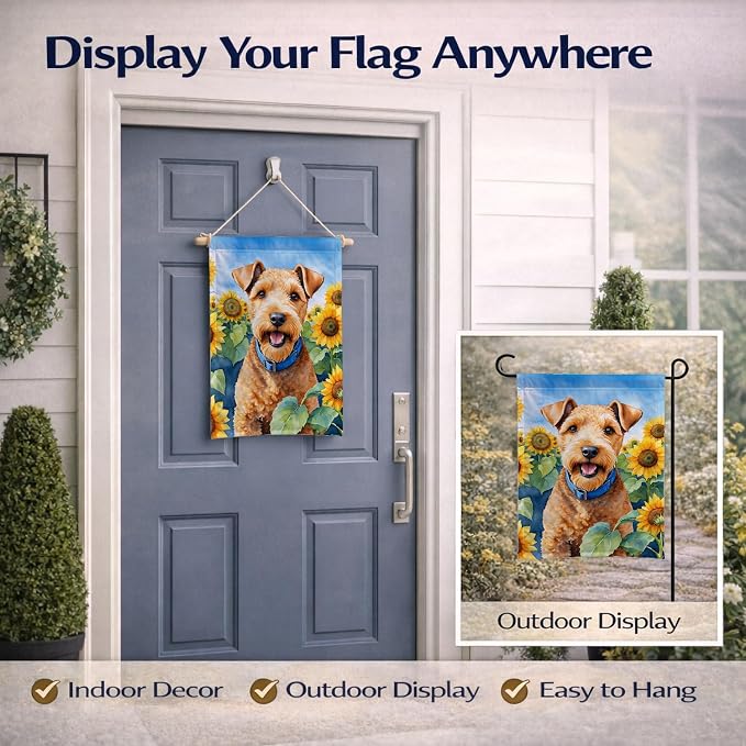 Caroline's Treasures DAC6114GF Lakeland Terrier in Sunflowers Garden Flag Mailbox Flag Decorative Yard Flag Banner Outside Patio Artwork Yard Flower Beds, Garden Size, Multicolor