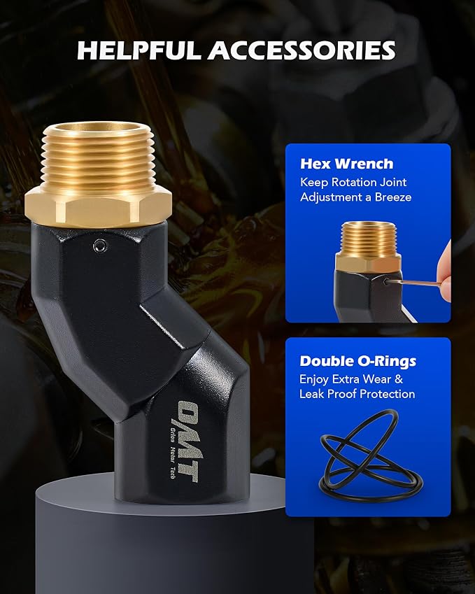 Orion Motor Tech 2pcs 1" NPT Fuel Hose Nozzle Swivel Kit, Multi Plane 360 Rotating Fuel Tank Adapter Swivel Coupler Set with Accessories