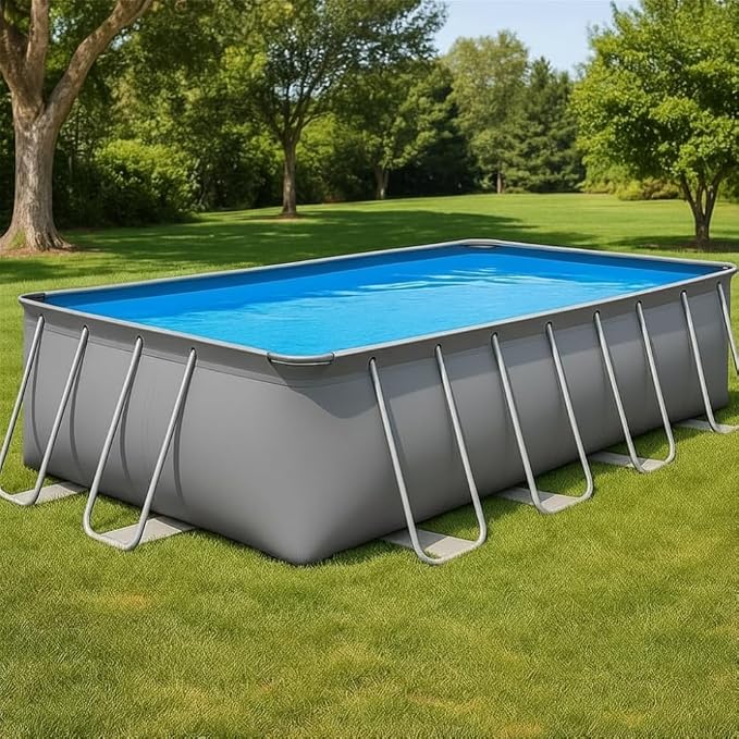 CaliFun Soft Sided Frame Pool Durable and Spacious Above Ground Pool Package with Highend Pump and Filter Equipment Set, Heavy-Duty 30 Mil Liner (10' x 18' Rectangle)
