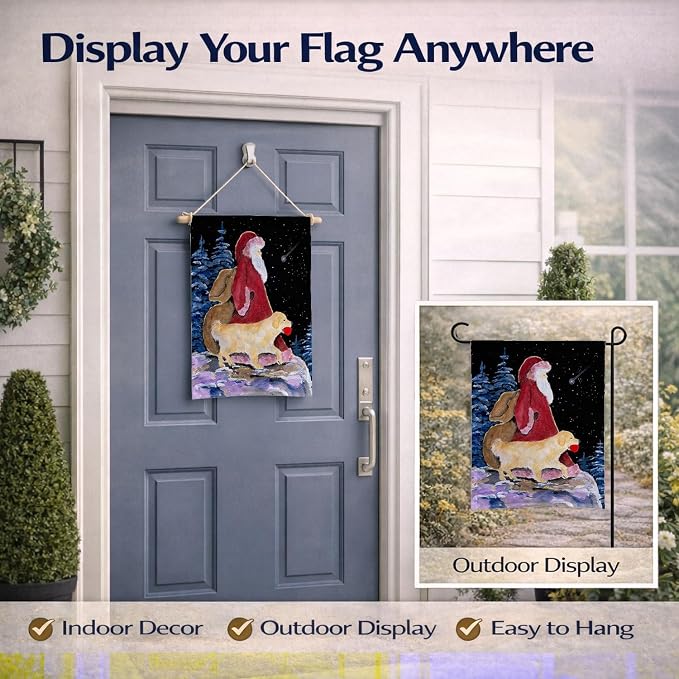 Caroline's Treasures SS8973GF Santa Claus with Golden Retriever Garden Flag Mailbox Flag Decorative Yard Flag Banner Outside Patio Artwork Yard Flower Beds, Garden Size, Multicolor