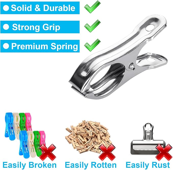 200PCS Greenhouse Clamps for Plants, Stainless Steel Clips for Netting, Strong Grip to Hold Down Shade Cloth or Plant Cover on Garden or Greenhouse Hoops 2 Inch